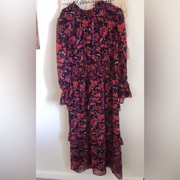 Julia Jordan Floral Printed Ruffle Tiered Long Sleeve Mock Neck Maxi Dress 14 - Picture 3 of 9